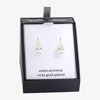 Sparkle Allure Cubic Zirconia 14K Gold Over Brass Rectangular Drop Earrings