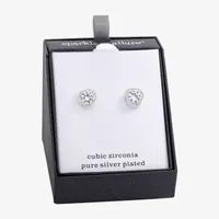 Sparkle Allure Cubic Zirconia Pure Silver Over Brass 11mm Knot Stud Earrings