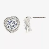 Sparkle Allure Cubic Zirconia Pure Silver Over Brass 11mm Knot Stud Earrings