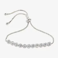 Sparkle Allure Cubic Zirconia Pure Silver Over Brass 10 Inch Box Bolo Bracelet