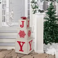 Glitzhome 31.89"H Wooden Decorative Block Christmas Holiday Yard Art