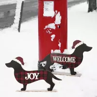 Glitzhome Dachshund Christmas Yard Art