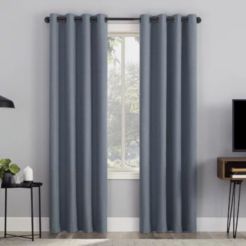 Sun Zero Channing Energy Saving 100% Blackout Grommet Top Single Curtain Panel