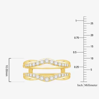 Womens 1/ CT. T.W. Mined White Diamond 10K Gold Wedding Ring Guard