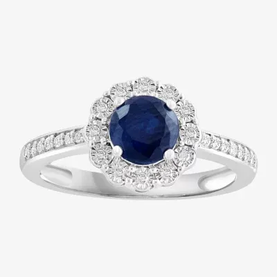 Effy  Womens 1/7 CT. T.W. Genuine Blue Sapphire Sterling Silver Cocktail Ring