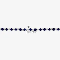 Effy  Womens Genuine Blue Sapphire Sterling Silver Round Tennis Necklaces