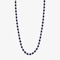 Effy  Womens Genuine Blue Sapphire Sterling Silver Round Tennis Necklaces