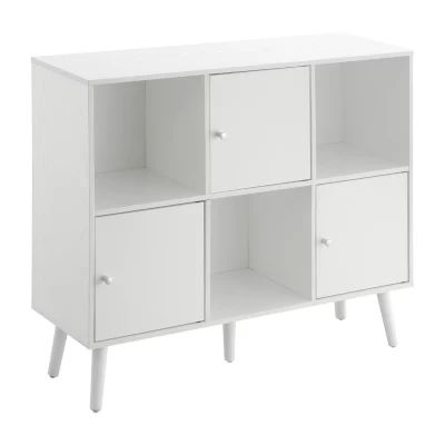 Xtra Storage Cube Organizer Sideboard Console Table with 3 Cubbies and Cabinets