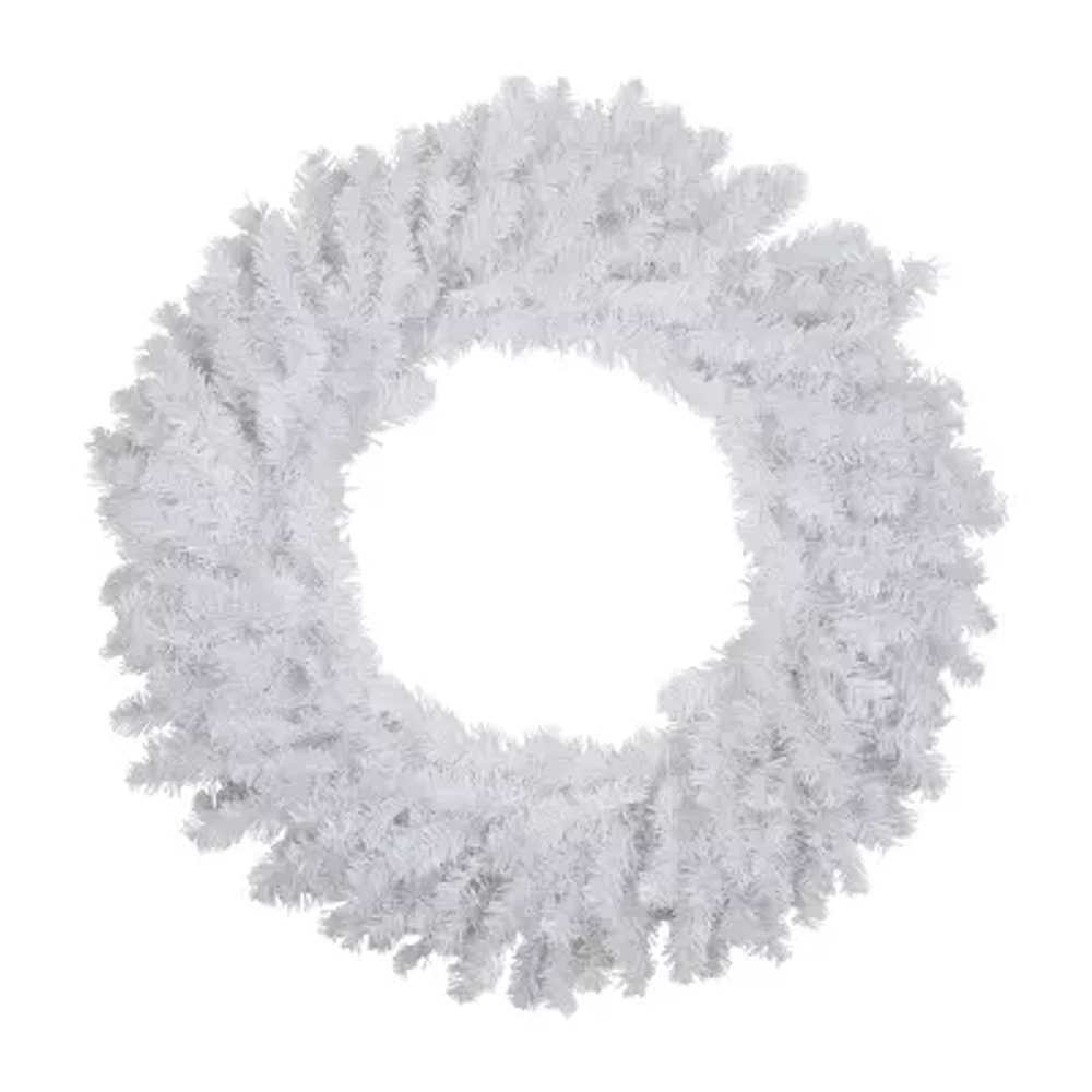 Northlight White Canadian Pine Artificial 30 Inch  Unlit Indoor Christmas Wreath