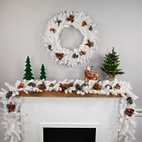 Northlight White Canadian Pine Artificial 30 Inch  Unlit Indoor Christmas Wreath