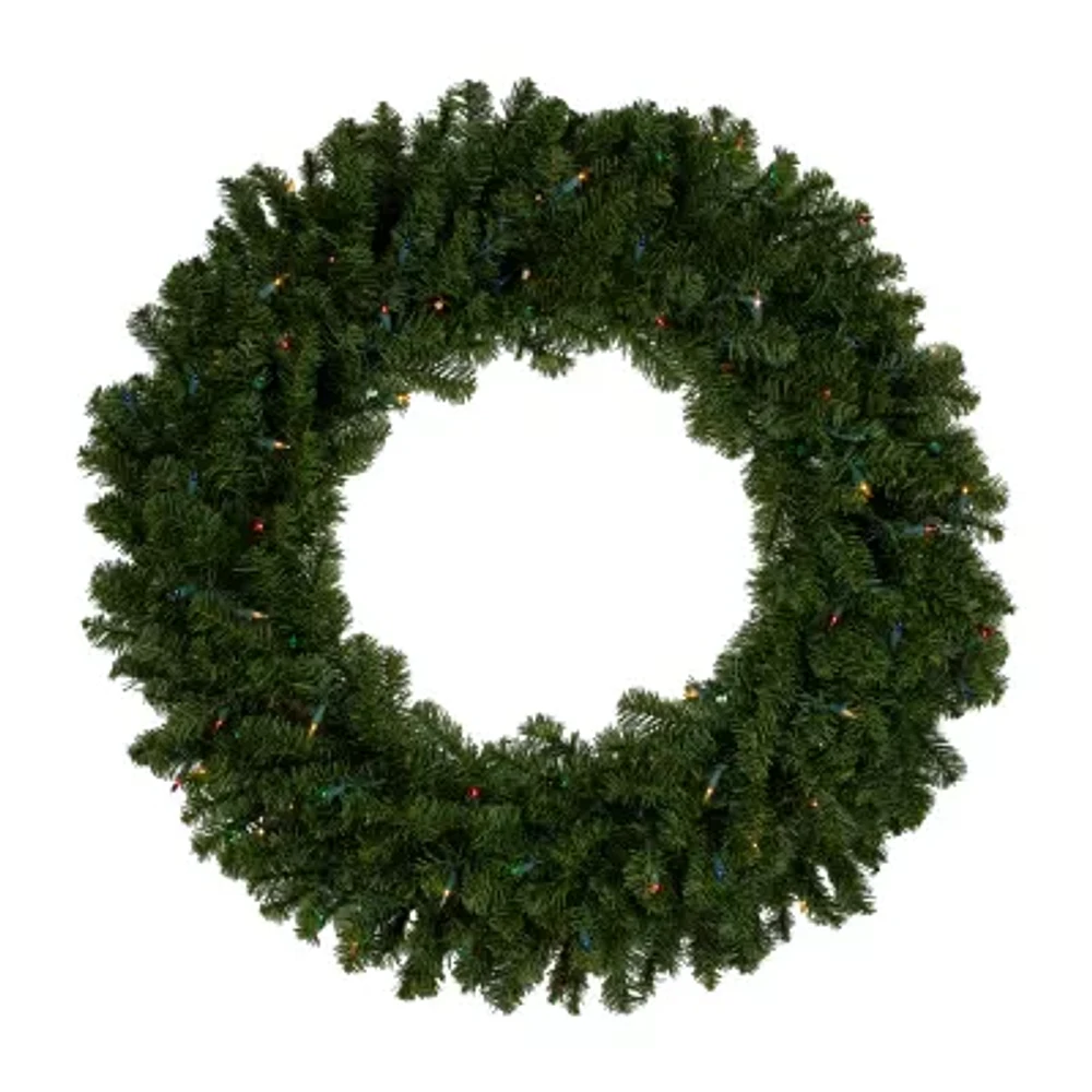 Northlight Canadian Pine Artificial 36 Inch Multi Lights Indoor Pre-Lit Christmas Wreath