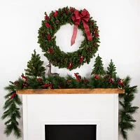 Northlight Canadian Pine Artificial Double 36-Inch Clear Led Lights Indoor Pre-Lit Christmas Wreath