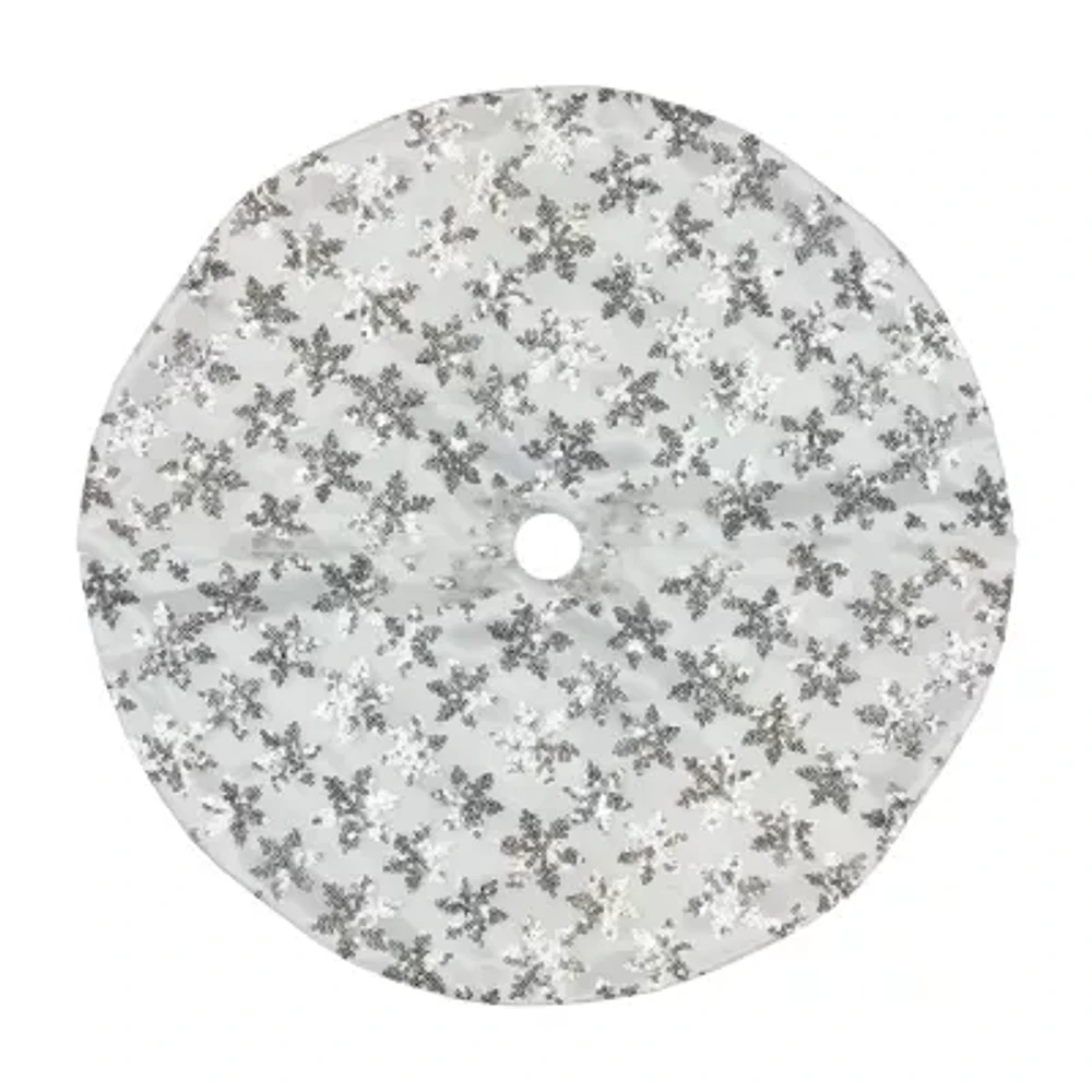 Northlight "20"" White And Silver Sequin Snowflake Mini" Indoor Tree Skirt