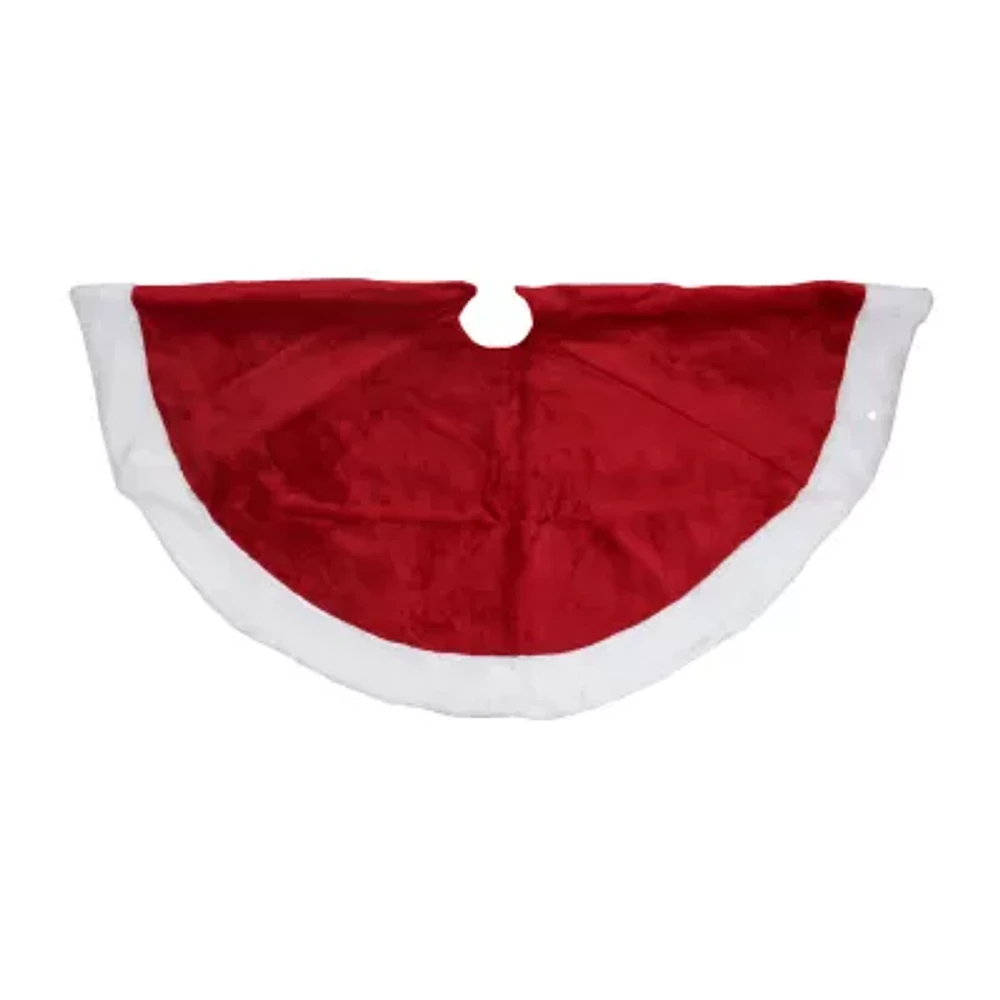 Northlight "48"" Red And White Velveteen White Trim" Indoor Tree Skirt