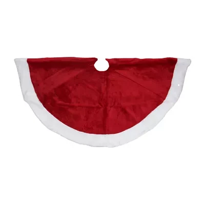 Northlight 48" Red And White Velveteen White Trim Indoor Tree Skirt