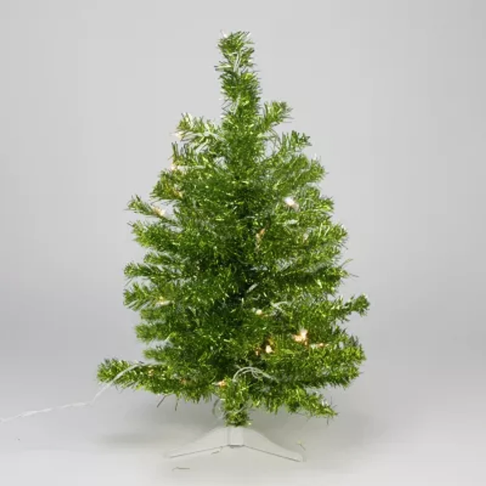 Northlight Paradise Lime Green Tinsel Artificial Clear Lights 2 Foot Pre-Lit Pine Christmas Tree