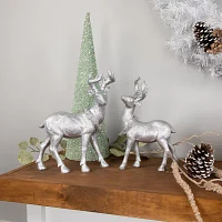 Northlight 10.75" Silver Reindeer Glittered Christmas Tabletop Decor