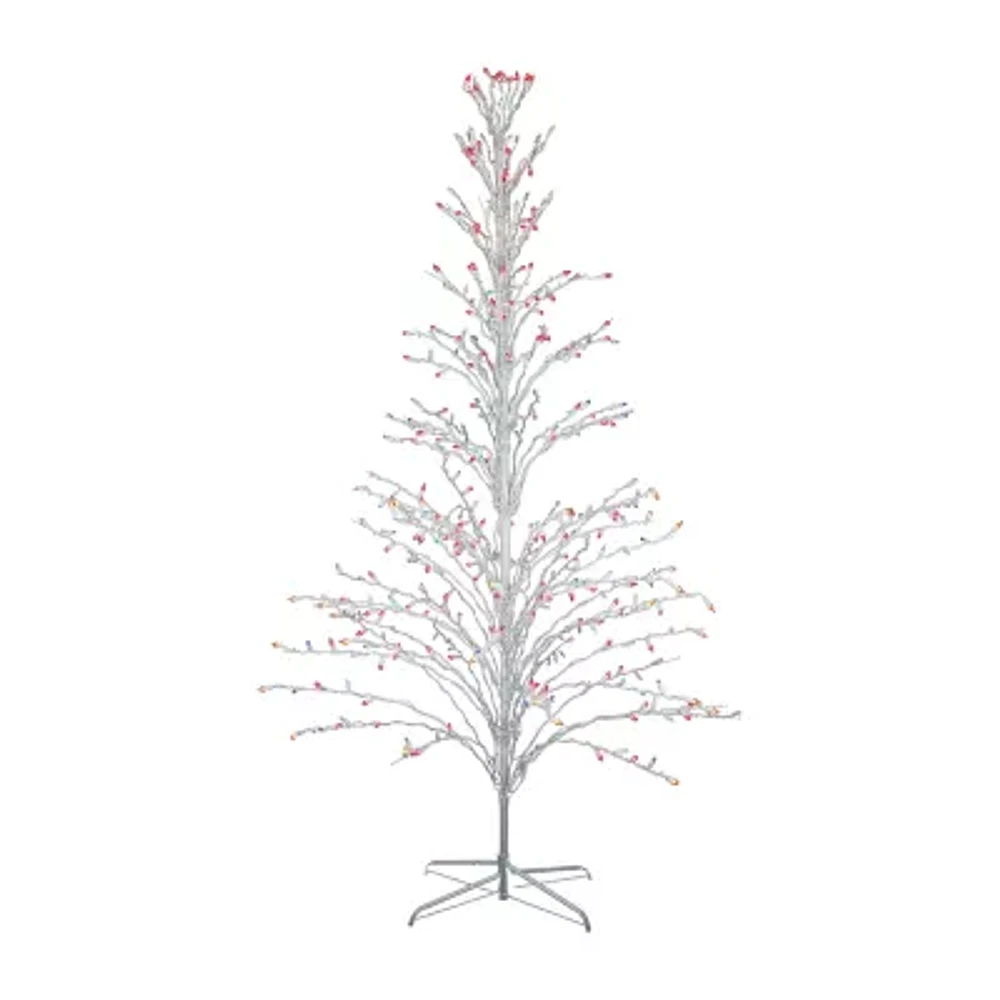 Northlight 6' White Cascade Twig Tree Outdoor Decoration  Multi Lights Christmas Yard Art