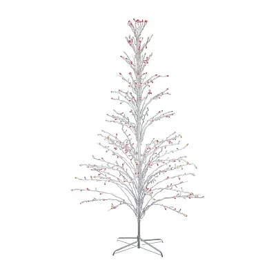 Northlight 6' White Cascade Twig Tree Outdoor Decoration  Multi Lights Christmas Yard Art