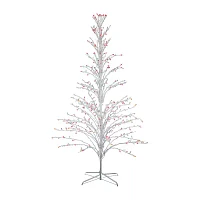 Northlight 6' White Cascade Twig Tree Outdoor Decoration  Multi Lights Christmas Yard Art