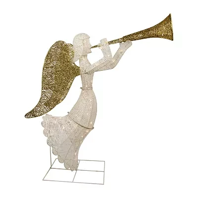 Northlight "48"" Led Gold And Silver Trumpeting Angel Outdoor" Christmas Yard Art