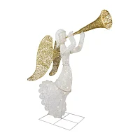 Northlight "48"" Led Gold And Silver Trumpeting Angel Outdoor" Christmas Yard Art