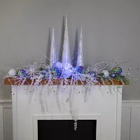 Northlight """20"""" Led Firework Silver Branch Decoration Blue""" String Lights