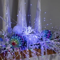 Northlight """20"""" Led Firework Silver Branch Decoration Blue""" String Lights