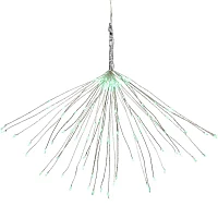 Northlight """20"""" Led Firework Silver Branch Decoration Green""" String Lights