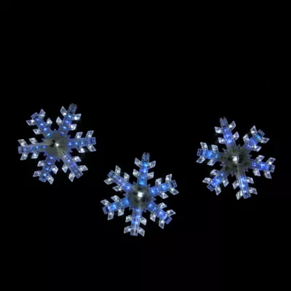 Northlight """25"""" Cascading White And Blue Snowfall Led Snowflake""" String Lights