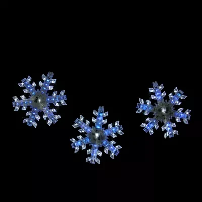 Northlight """25"""" Cascading White And Blue Snowfall Led Snowflake""" String Lights