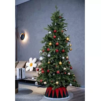 Northlight 25" Red And Green Drum With White Trim Christmas Tree Collar