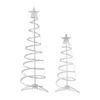 Northlight Set Of 2 Clear Outdoor Spiral Cone Trees Christmas Yard Art