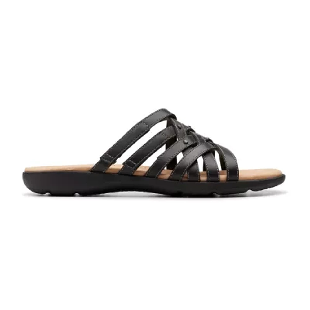 Clarks Womens Elizabelle Rio Criss Cross Strap Flat Sandals