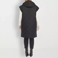White Mark Hooded Womens Puffer Vests Plus