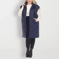 White Mark Hooded Plus Womens Puffer Vest