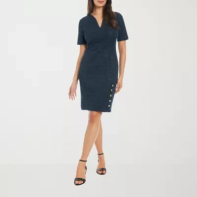 London Style Womens Short Sleeve Sheath Dress