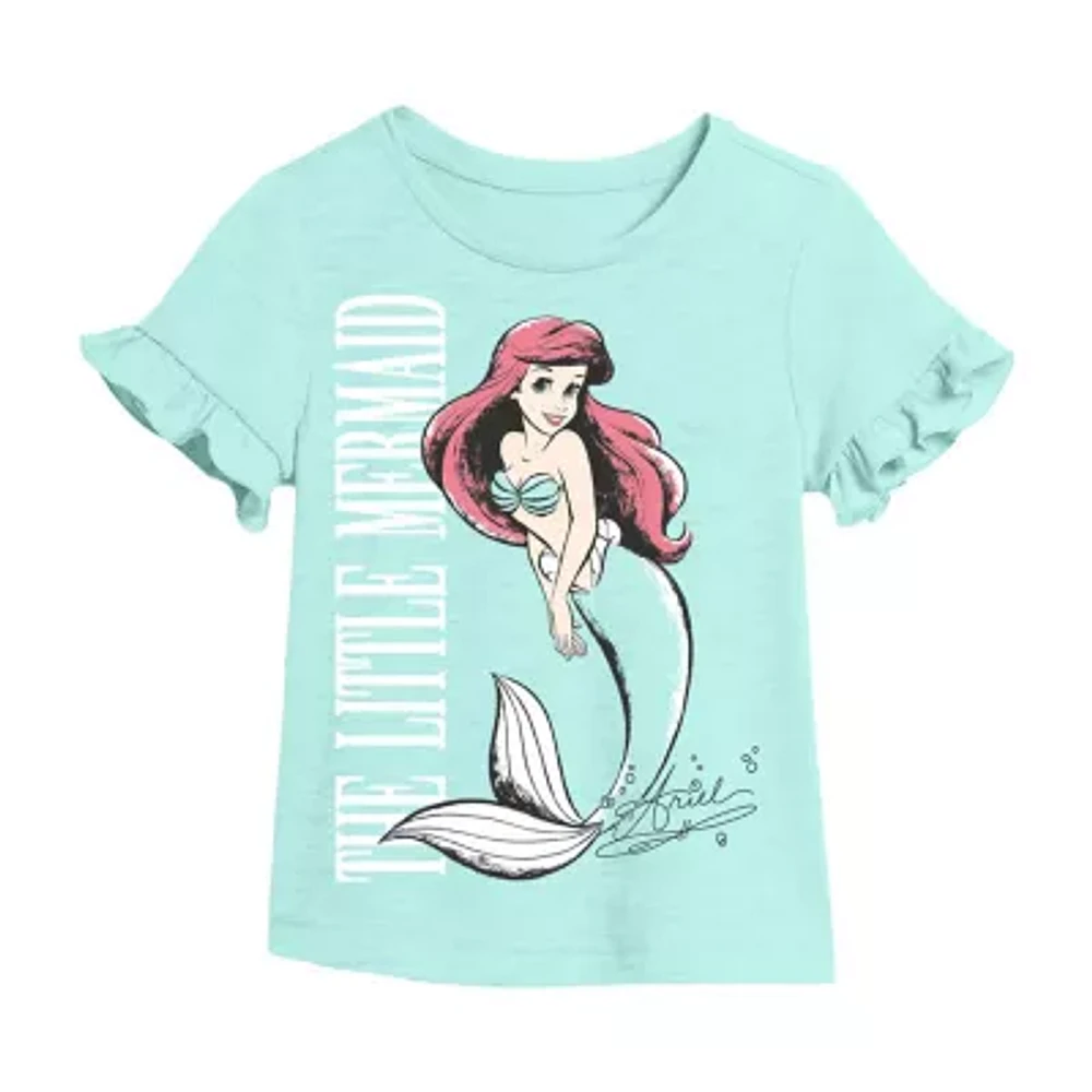 Xtreme Toddler Girls Crew Neck Short Sleeve The Little Mermaid Graphic T-Shirt