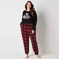 North Pole Trading Co. Womens Plus Microfleece Crew Neck Long Sleeve 2-pc. Matching Family Pant Pajama Set