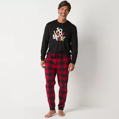 North Pole Trading Co. Mens Microfleece Crew Neck Long Sleeve 2-pc. Matching Family Pant Pajama Set