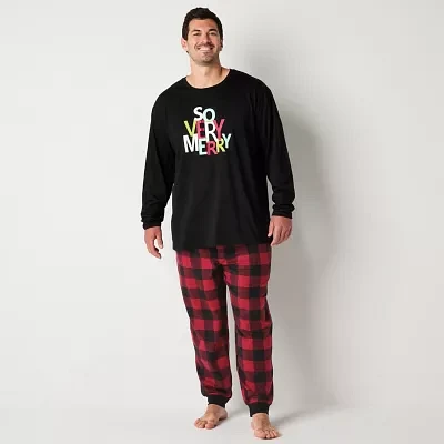 North Pole Trading Co. Mens Big Microfleece Crew Neck Long Sleeve 2-pc. Matching Family Pant Pajama Set