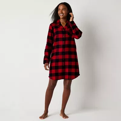 North Pole Trading Co. Womens Flannel Long Sleeve Matching Family Nightshirt