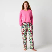 North Pole Trading Co. Womens Microfleece Crew Neck Long Sleeve 2-pc. Matching Family Pant Pajama Set