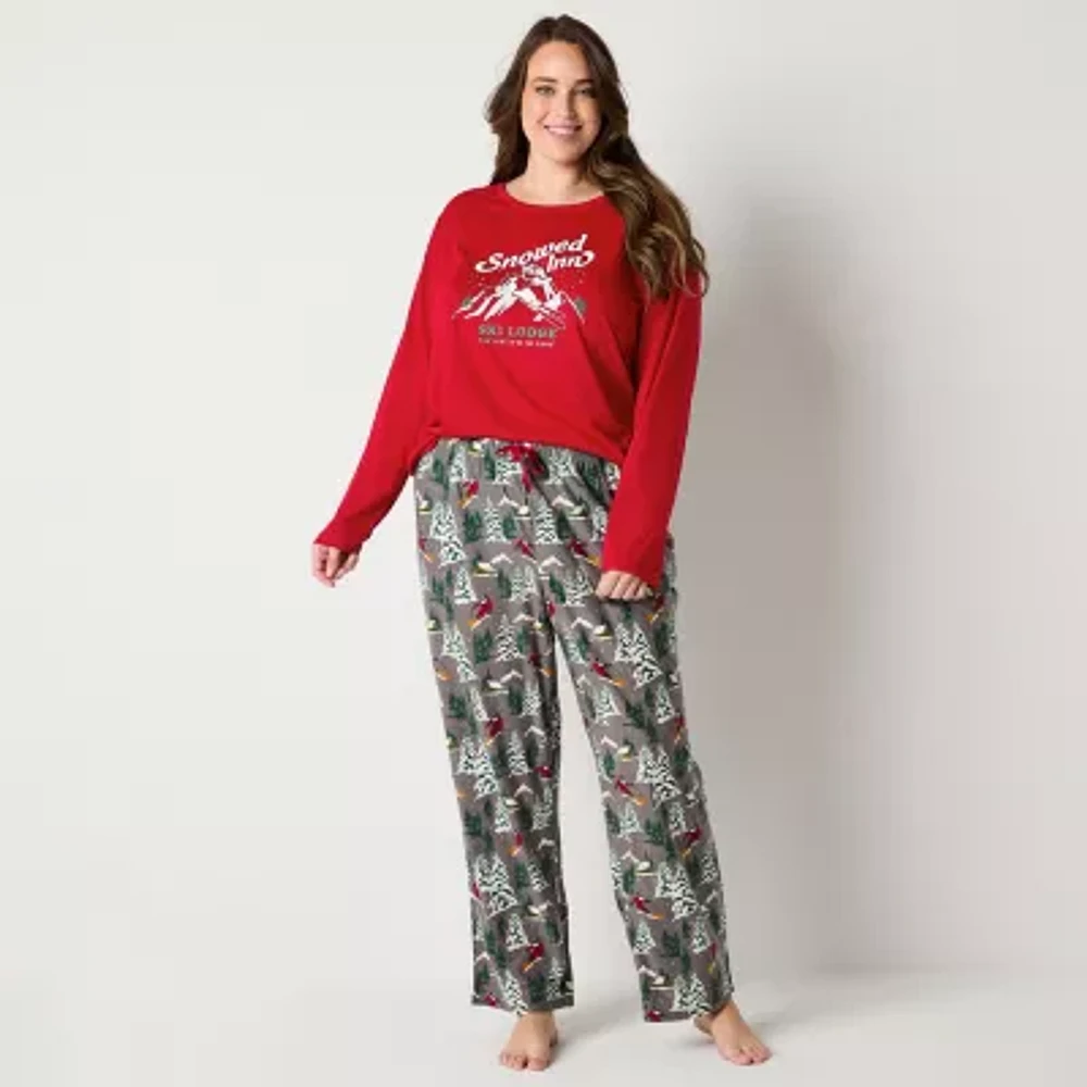 North Pole Trading Co. Womens Plus Crew Neck Long Sleeve 2-pc. Matching Family Pant Pajama Set