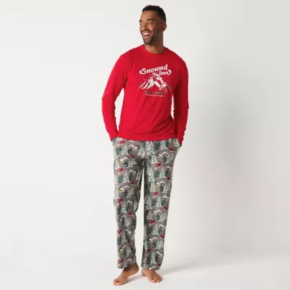 North Pole Trading Co. Mens Crew Neck Long Sleeve 2-pc. Matching Family Pant Pajama Set