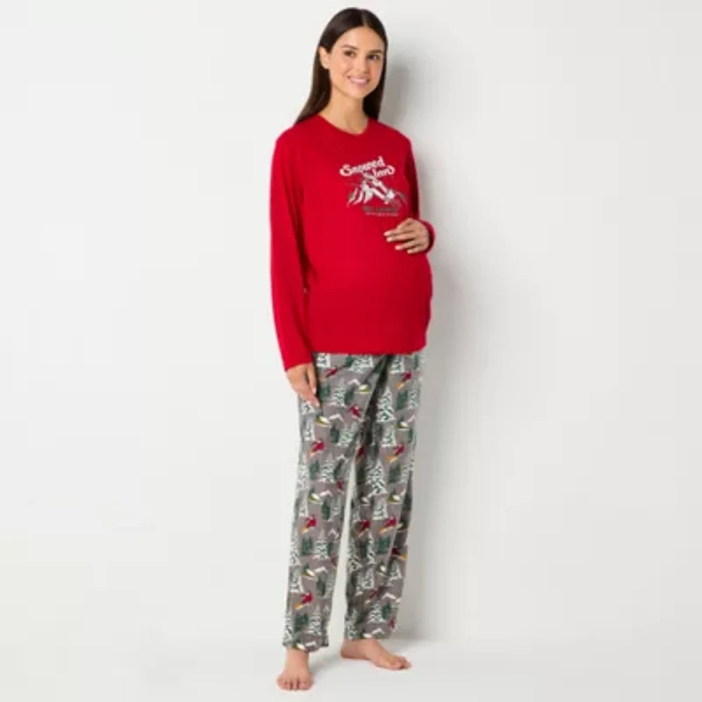 North Pole Trading Co. Womens Maternity Crew Neck Long Sleeve 2-pc. Matching Family Pant Pajama Set