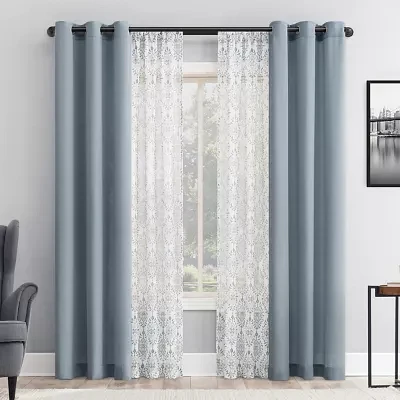No 918 Harmon Print Grommet Top Light-Filtering Set of 4 Curtain Panels