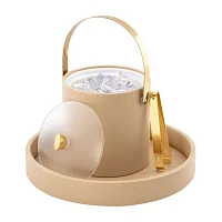 Kraftware Arc 3-pc. Ice Bucket + Tong Gold Trim Set