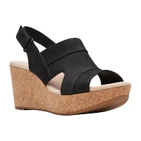 Clarks Womens Annadel Ivory Wedge Sandals