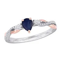 Womens 1/5 CT. T.W. Genuine Blue Sapphire 14K Two Tone Gold Engagement Ring